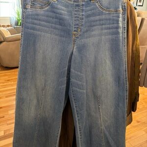 SPANX Medium Blue Wide-Leg Flare Jeans
